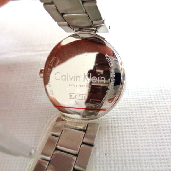 Women's Calvin Klein Watch K5T 331 Silver Stainless Steel Pyramid Studs NWT - Picture 7 of 10